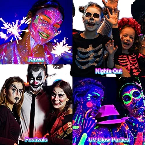 Wholesale Rainbow Glitter Glow-in-Dark UV Face and Body Paint Stick for Halloween Makeup Neon Neon Crayon