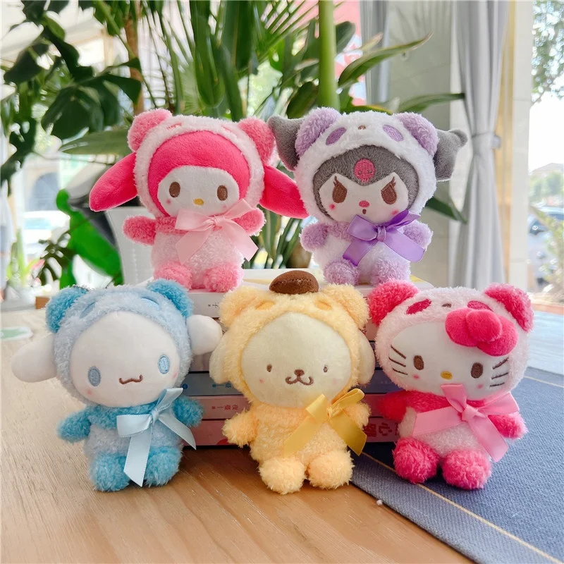 12 см Sanrioed Kuromi My Melody Cinnamoroll мягкая цепочка для ключей плюшевая кукла Брелки кулон игрушки ребенок Рождественский подарок