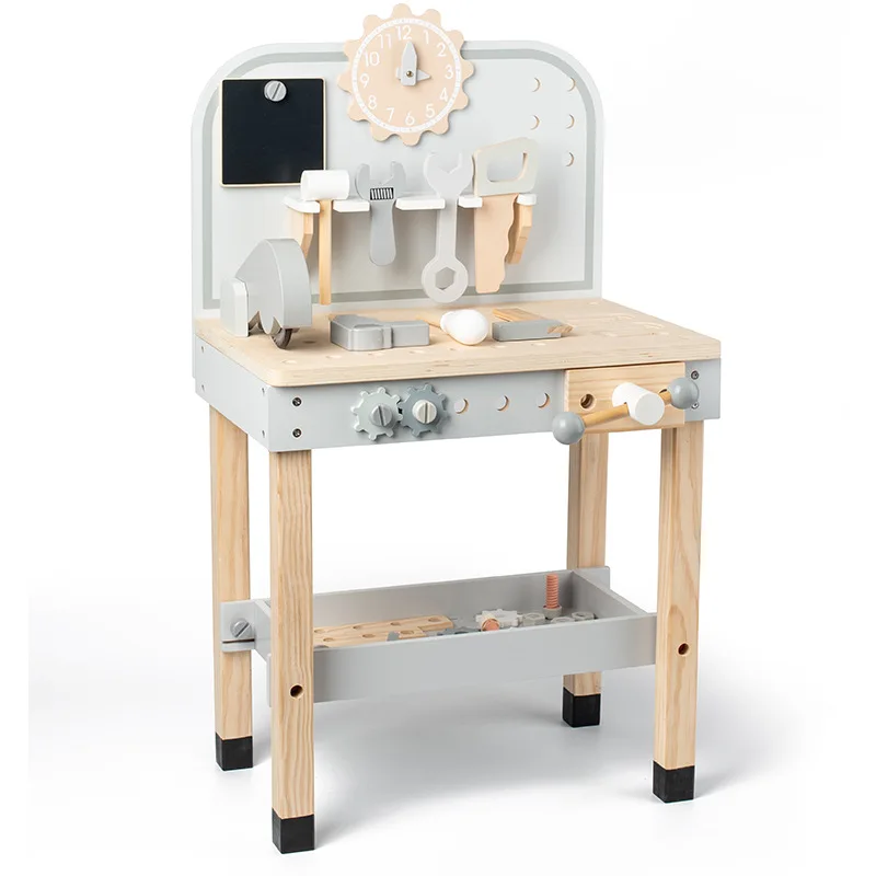 Montessori Toys Workbench Wooden Toy Mechanic Tool Table Set Screw Engineer Pretend Play Toy For Children