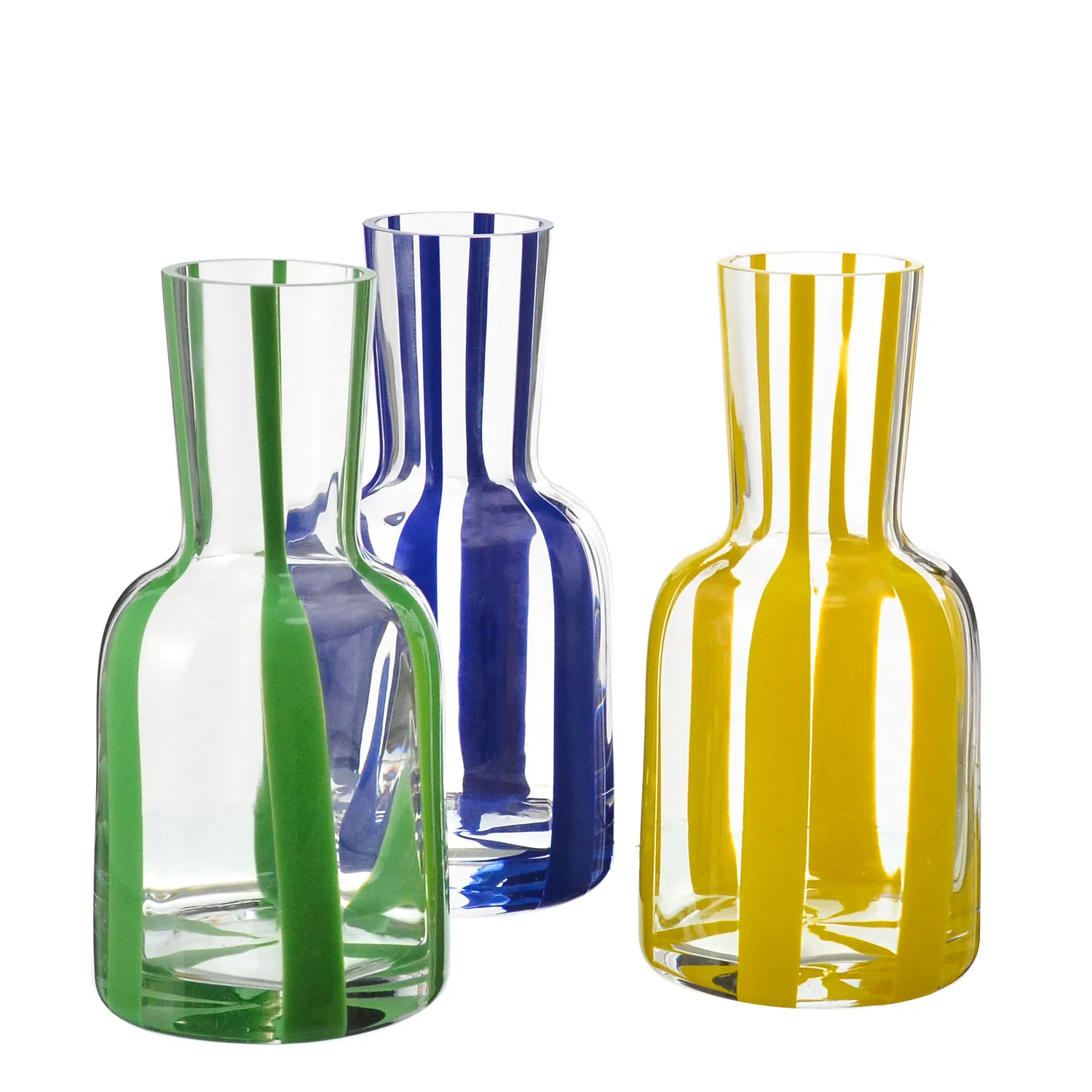 Wholesale Italy Style handmade Colored Stripes Beverages Juice Bottle Iced Tea Pitcher Glass Water carafe