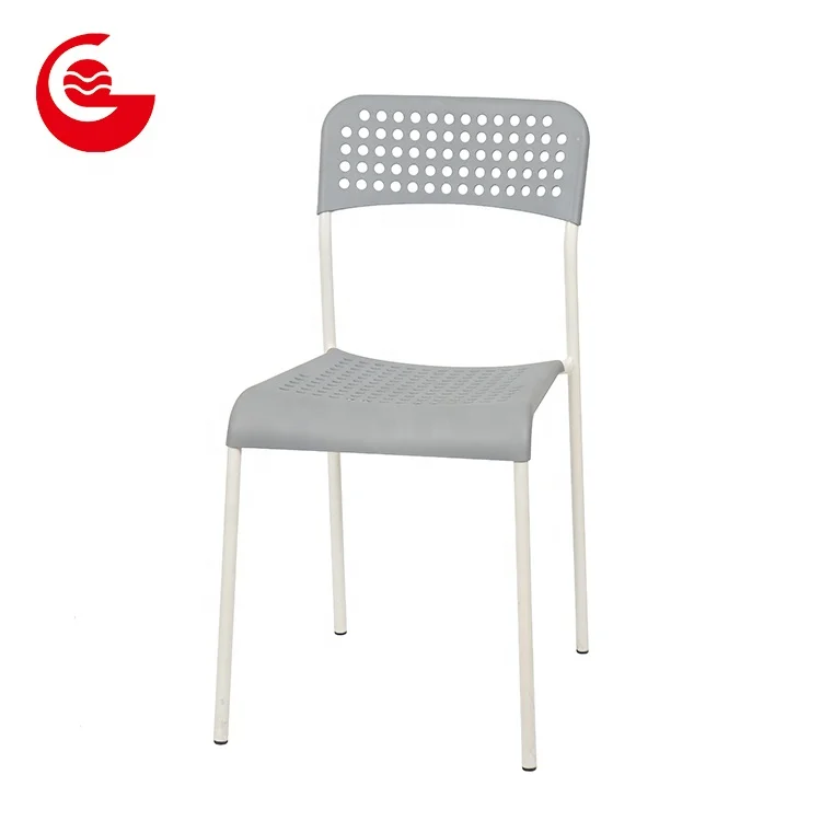 Fancy grey outdoor hotel banquet metal dining chair with holes