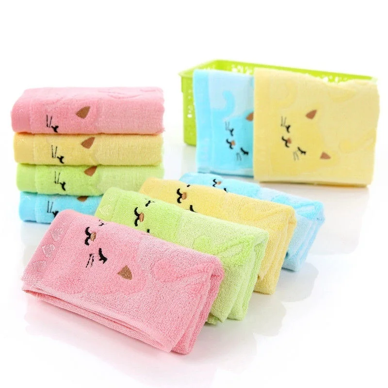 
Cute Cat Child Towel Bamboo Fiber Towel Strong Water Absorbing Microfiber 25*50 cm Fiber Towel 