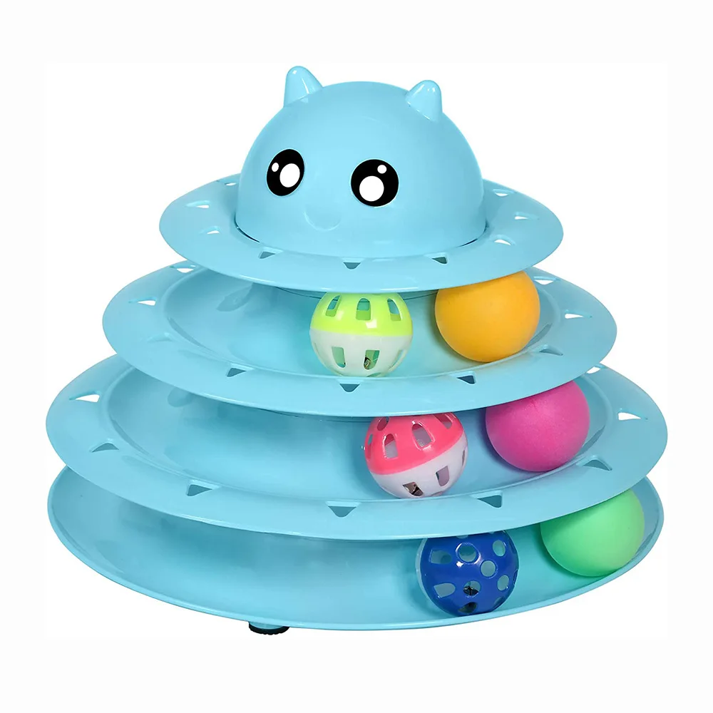 cat supplier interact ball 3-level turntable Rotating cat toy roller