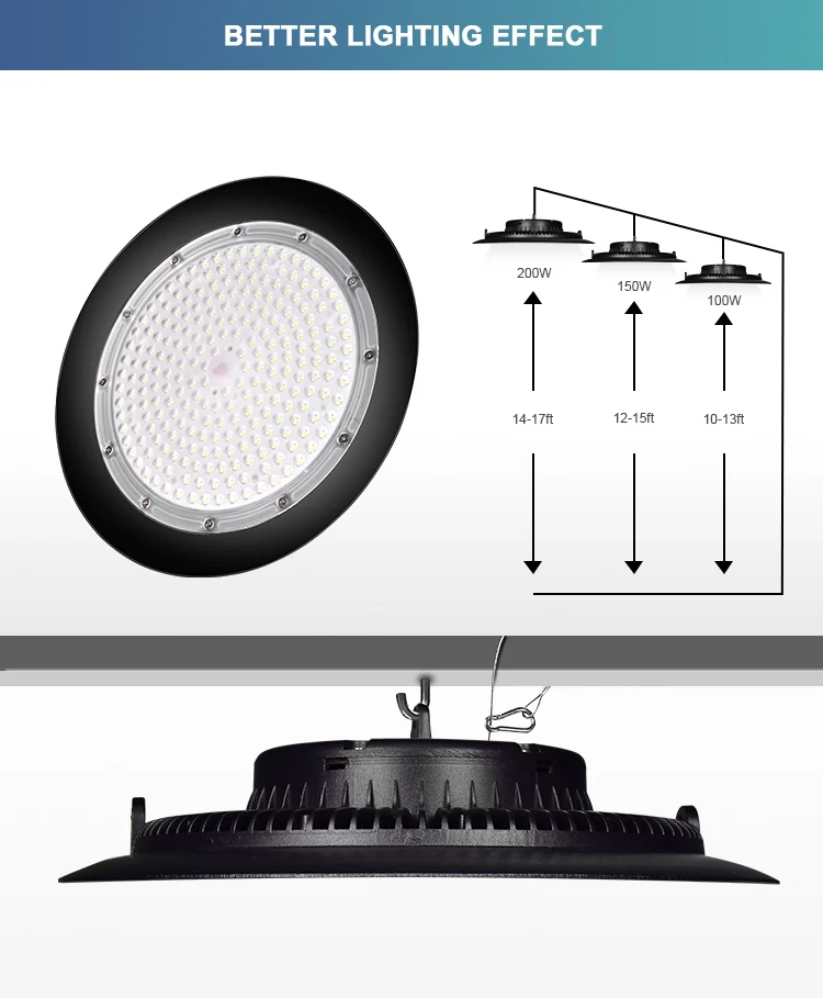 Wholesale Price 100W 150W 200W UFO LED High Bay Lights Waterproof Commercial Industrial Lighting Warehouse Led High Bay Lamp