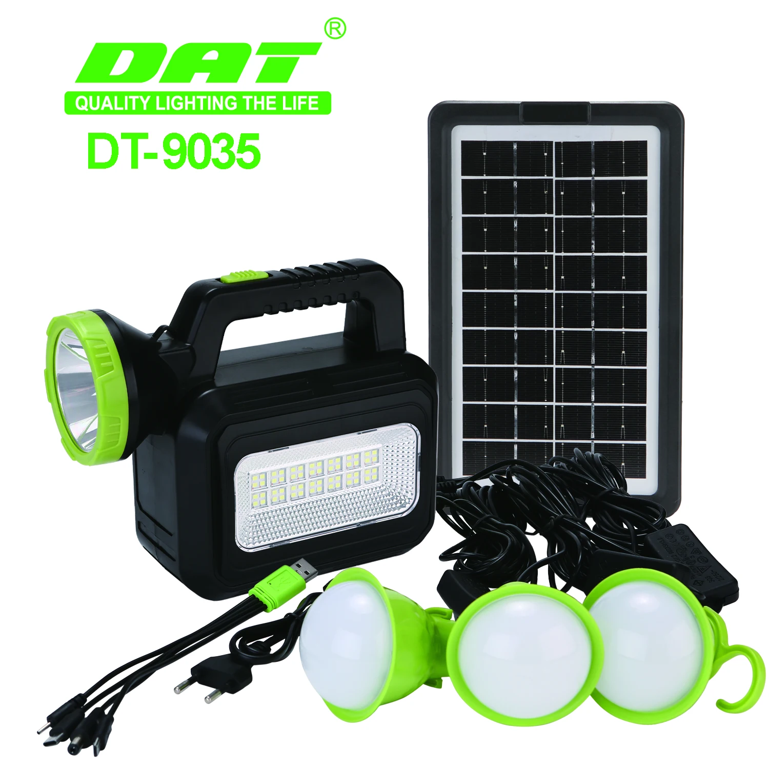 DT-9035B  DAT  Solar power lighting  system kits  with FM radio  6v3.5w power bank   with USB  and led light solar lighting syst