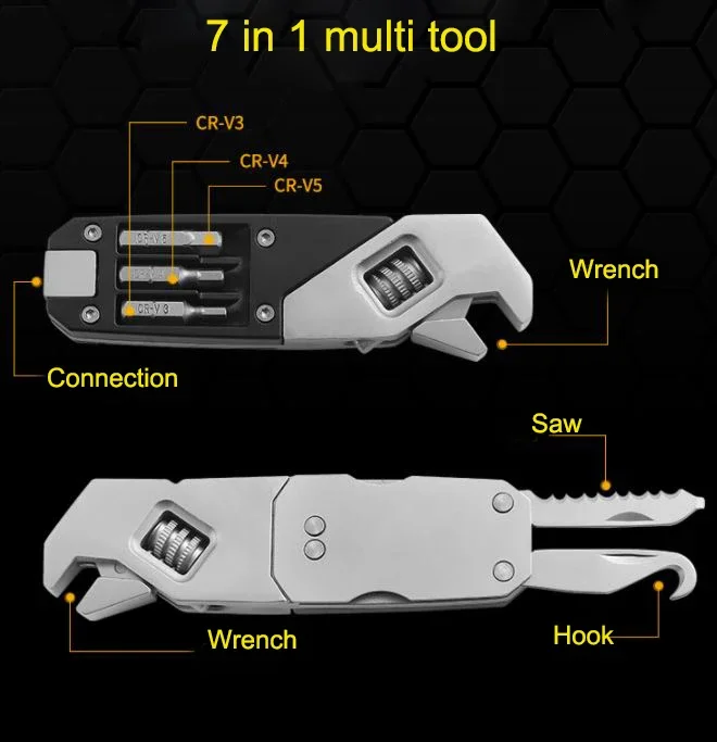 Multi Function Stainless Steel Outdoor Hiking Bicycle Fixed 13 Bits Knife DIY Hand Wrench Tools
