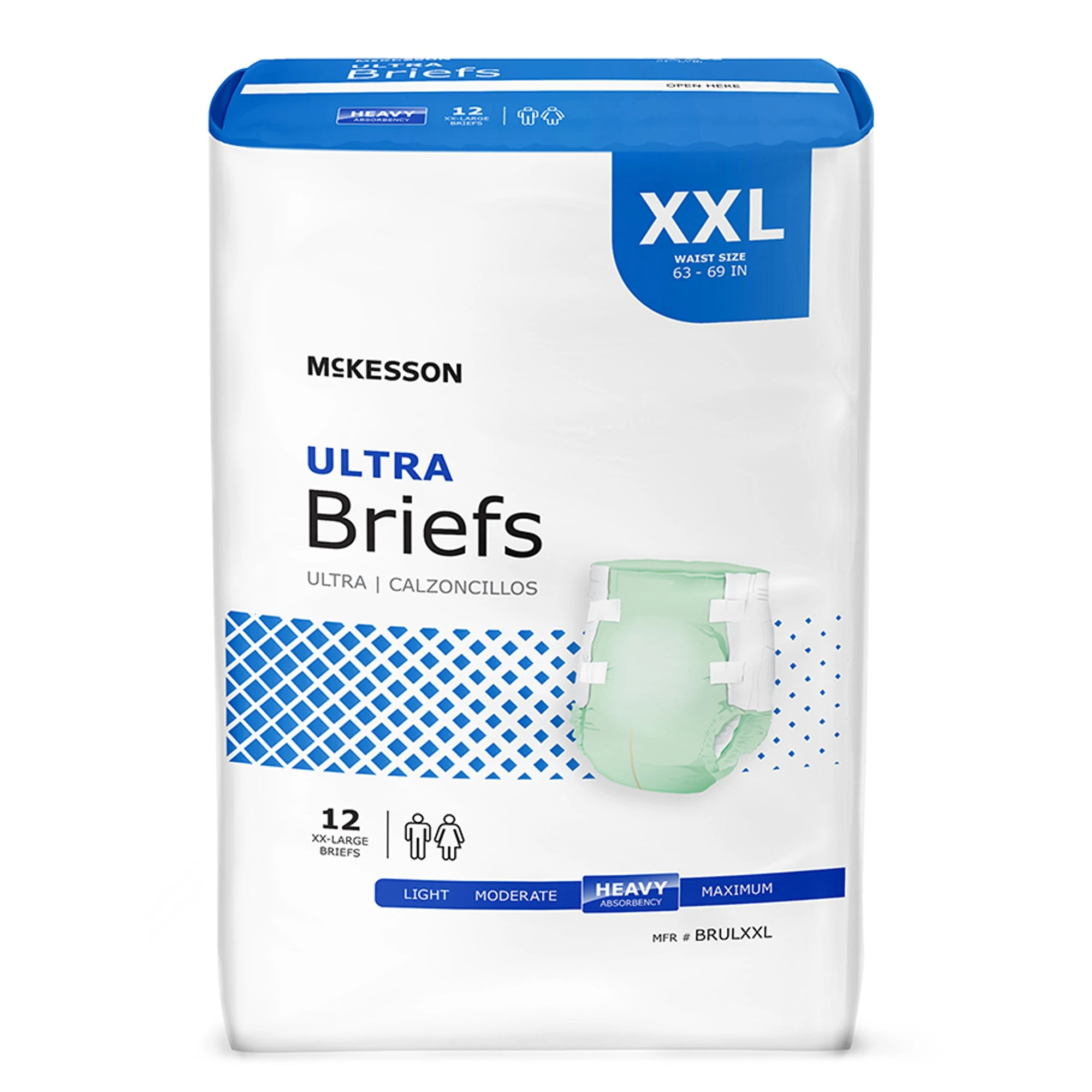 McKesson Ultra Incontinence Brief XXL Contoured  BRULXXL  Heavy  48 Ct
