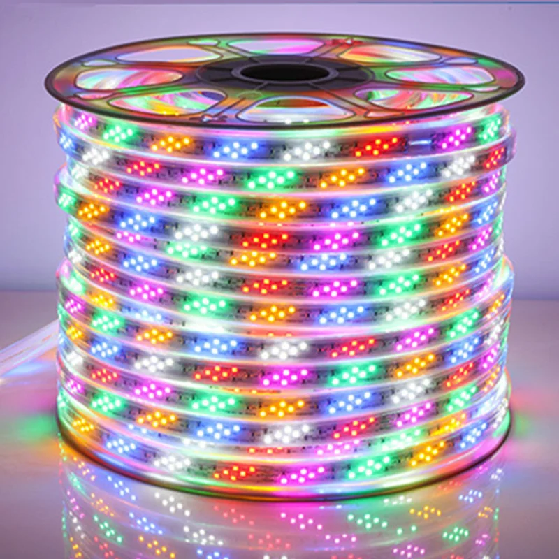 6 видов цветов RGB Беговая прыжковая вспышка 220 В IP65 Светодиодная веревочная лампа Гибкая светодиодная лента focos led para casa horse race light 110