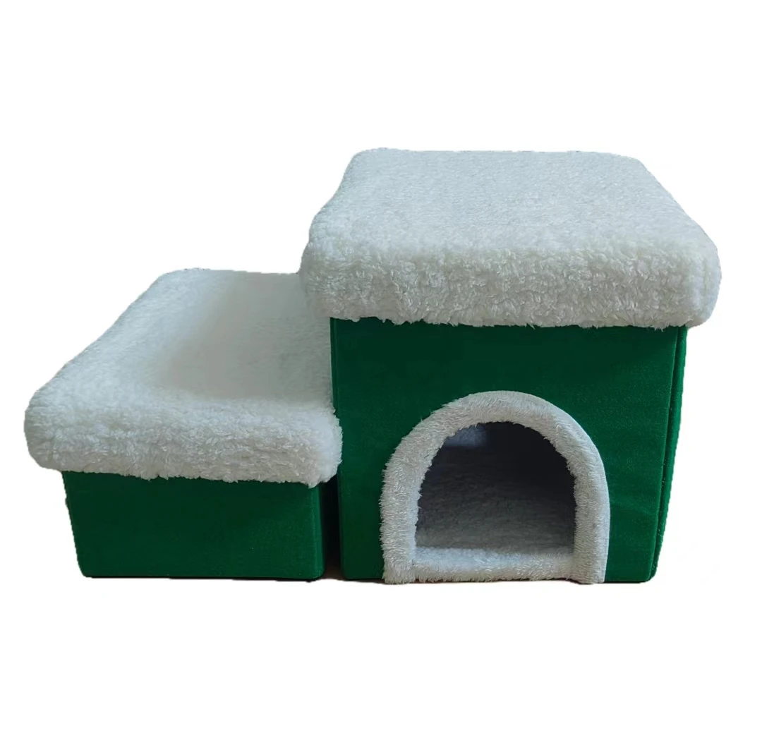 Dog House Soft Pet Bed Tent Indoor Enclosed Warm Plush Sleeping Nest Basket with Removable Cushion Travel Dog Accessory