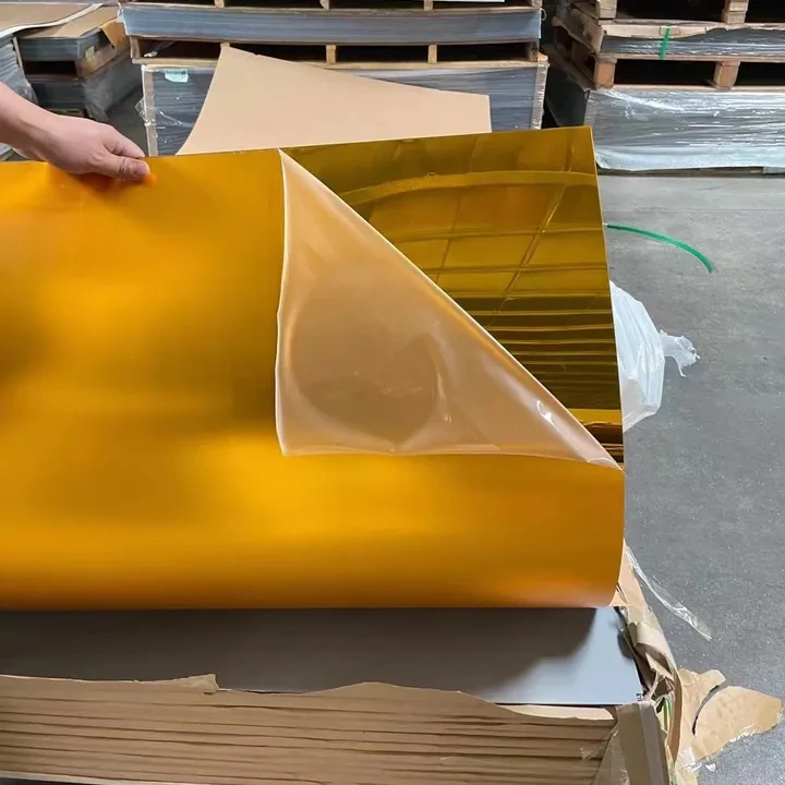 High Reflective Gold Acrylic Mirror Sheet Hard Surface Frameless Mirror Acrylic Gold Two Way Plastic Silver Mirror Sheet
