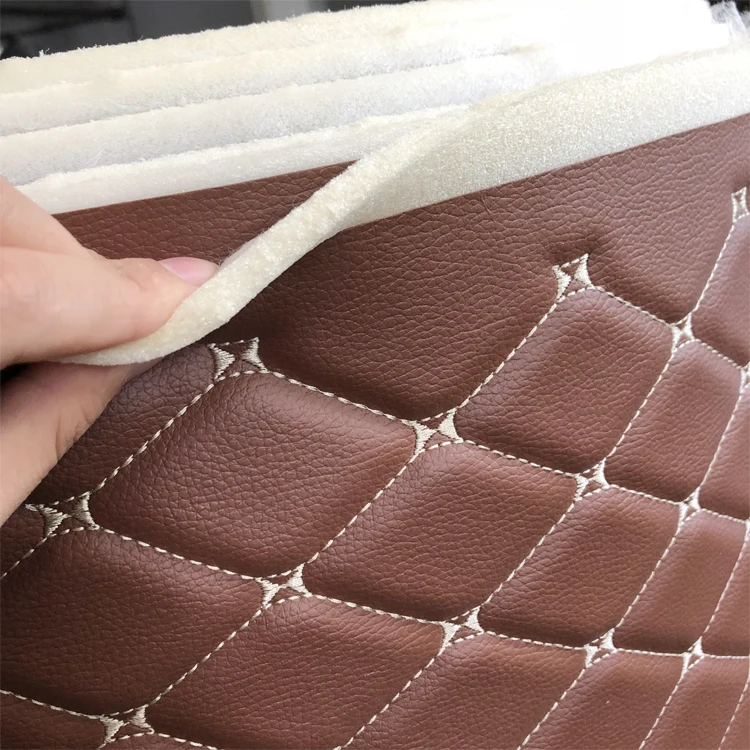 PVC Car Interior Nonwoven Check Faux Synthetic Fabric Leather Foam Car Back Seat Cushions