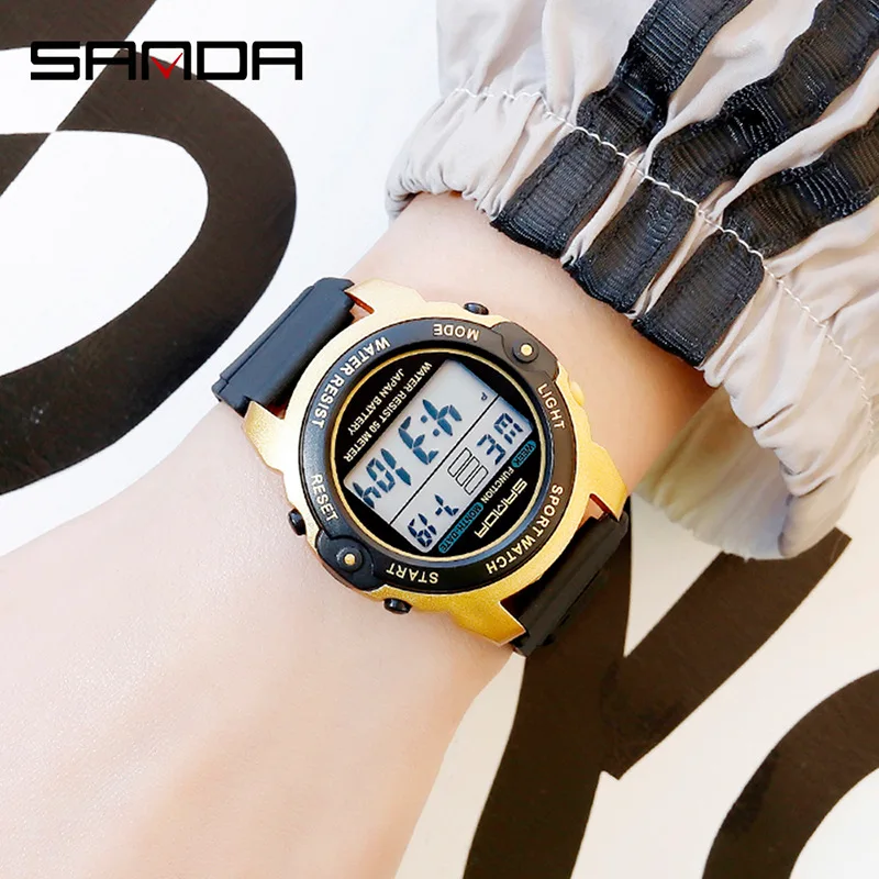 SANDA Luxury Brand Teenager Fashion Casual Watches Luminous Waterproof LED Digital Watch for Women and Men