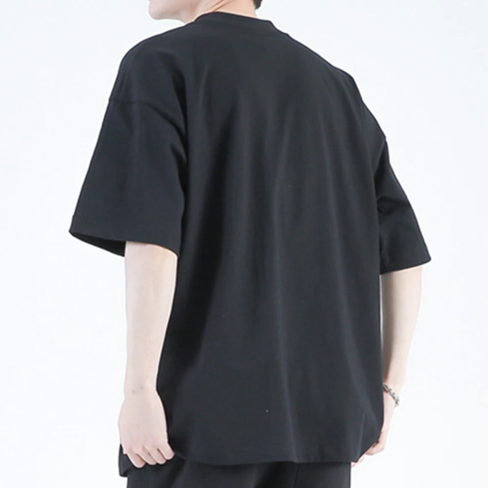 Factory Wholesale Custom Thick Collar 100% Cotton Tshirt White Solid Box Blank Tee Men Black Boxy Fit T Shirt