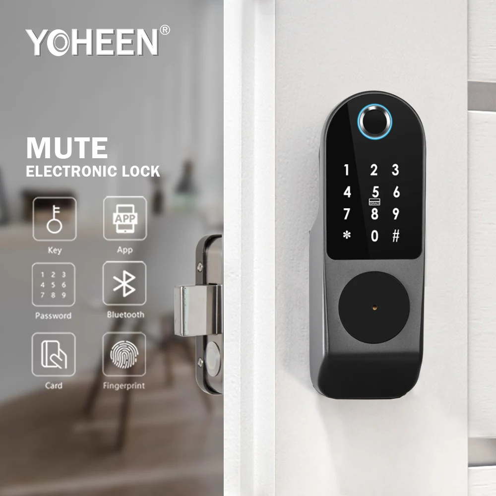 Waterproof Smart Electric Rim Lock with Tuya Smart Life APP WIFI Outdoor Gate Door Fingerprint Lock