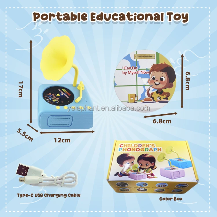 Toddler Phonograph Story Music Player Learning Gift Audio Speaking Phonics Read Flash Cards For Kids Educational
