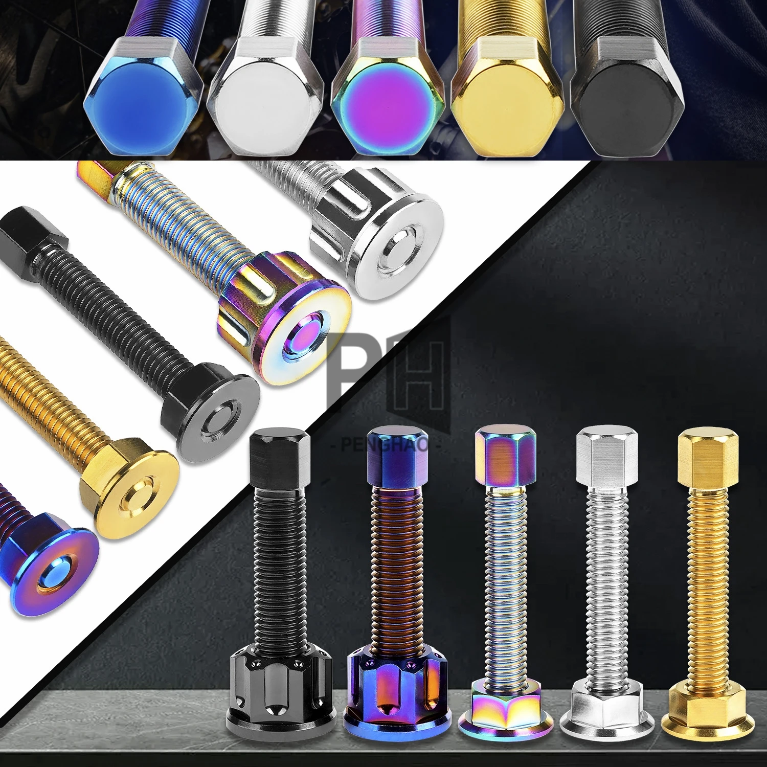 OEM Hex Titanium Bolt M8x47 M10x47 Pitch 1.25mm Chain Adjusting Bolt Single Custom Baut Nut Kit for Motorcycle Chain