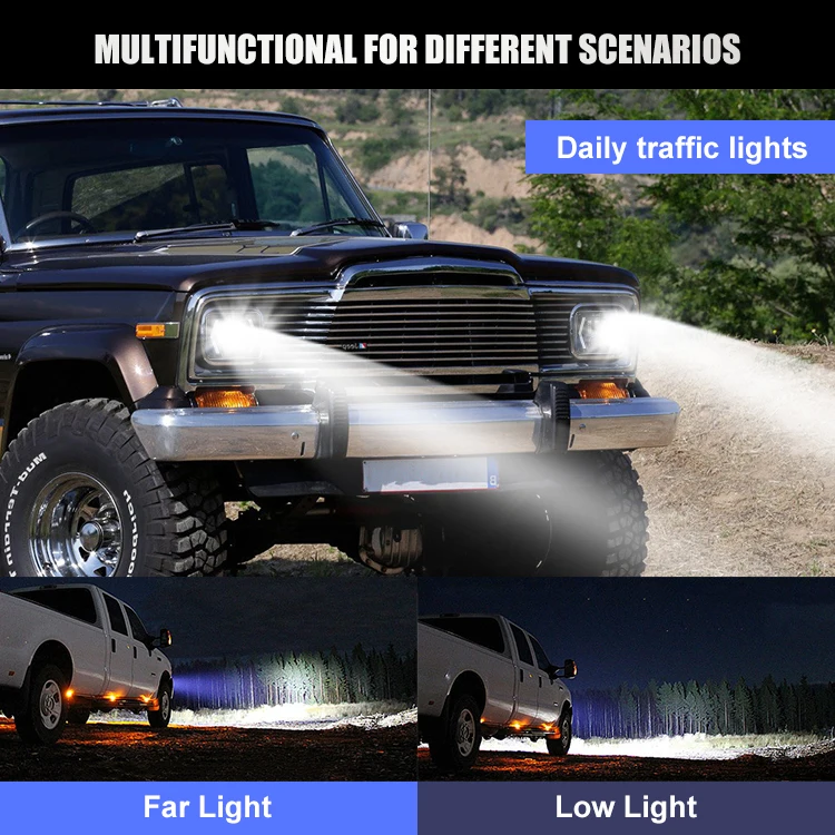 High Low Beam 50W 7x5  Jeeps Led Headlights For Truck Led Work Light Turn Signal DRL 5 Inch Offroad Lights