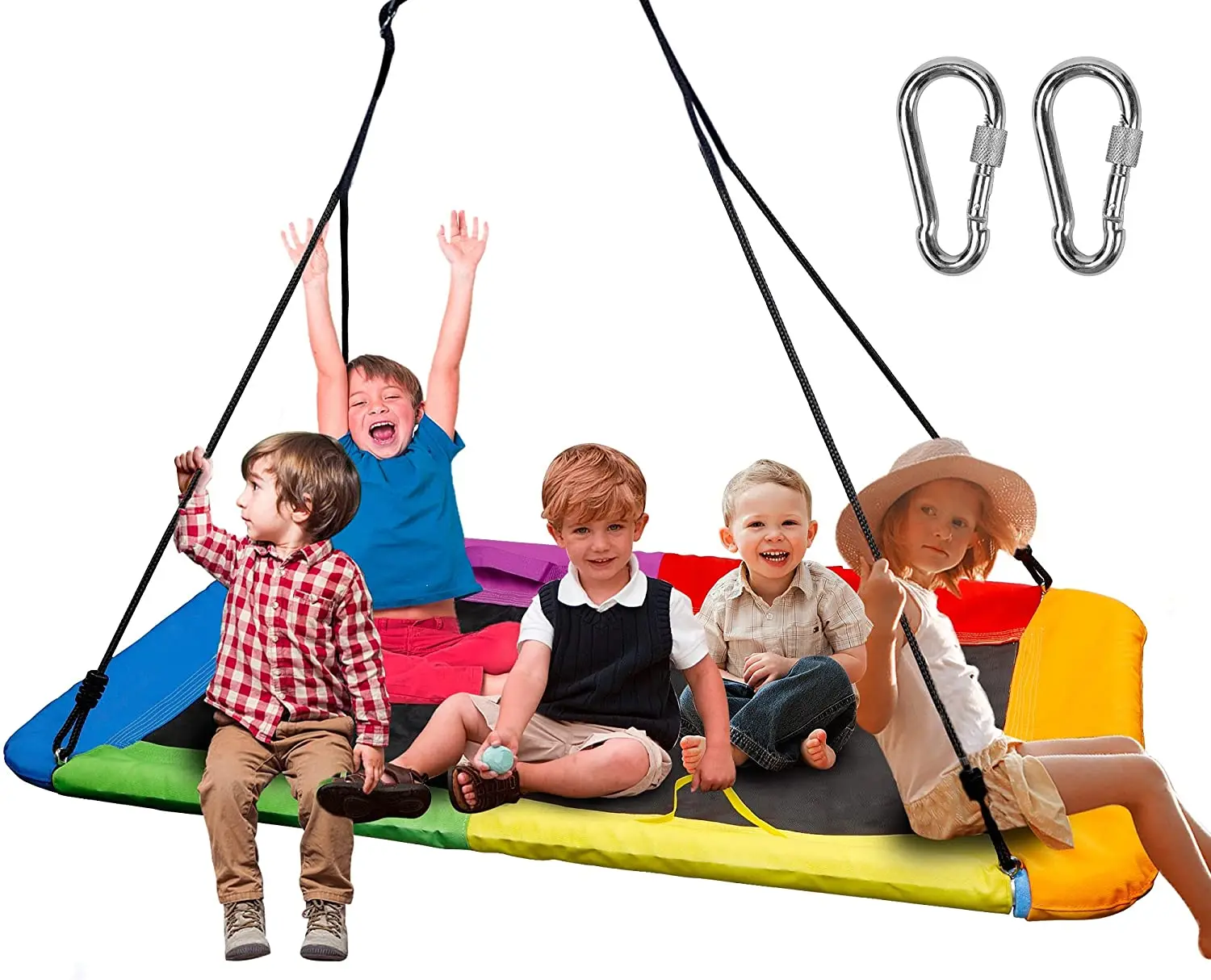 Kids Children Saucer Swing Adults Rope Tree Colorful Rectangle Swing Giant Platform Swing