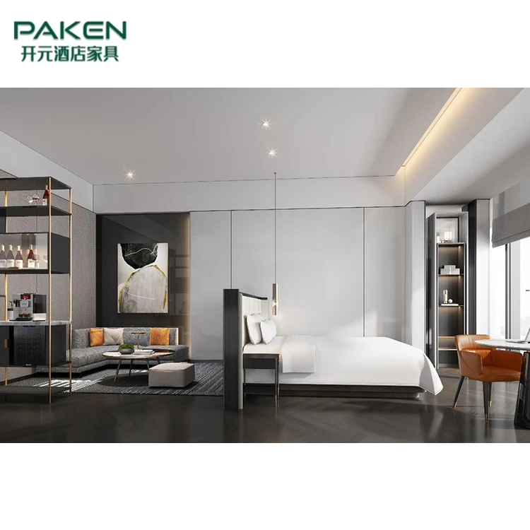 Modern 5 Star Hilton Complete Wooden King Size Bed Guest Room Furniture Hotel Bedroom Sets