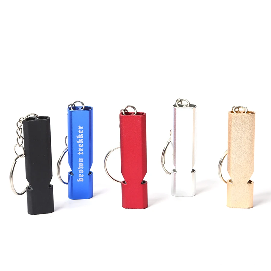 120DB Outdoor printed LOGO Self Defense Safety Metal Keychain Emergency Whistle for Camping Hiking Sports Dog Training
