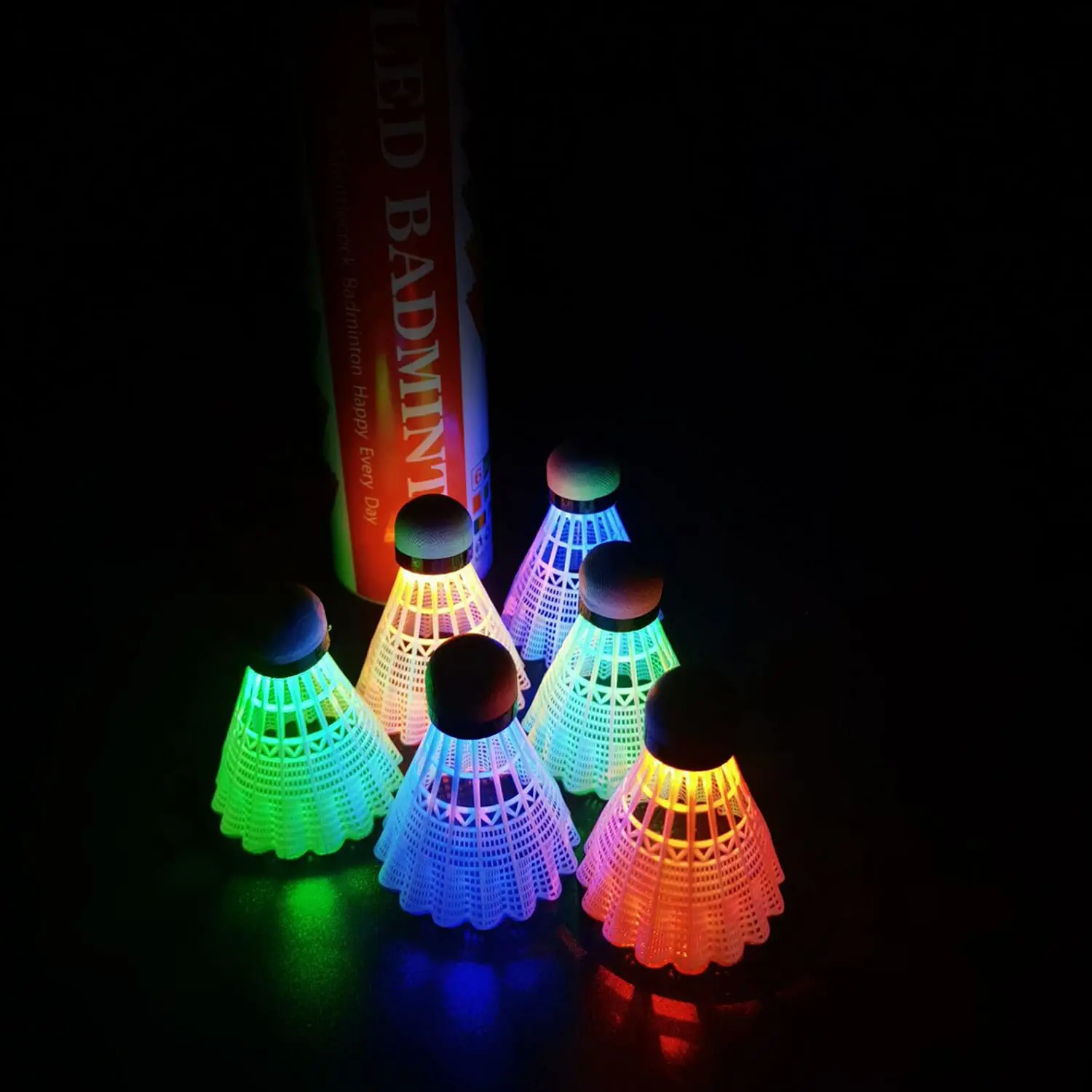 Wholesale Led Glow In The Dark Outdoor Indoor Badminton Plastic Shuttlecocks High Stability And Durability  Shuttlecock