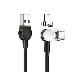 180-degree rotating detachable magnetic USB charge data cable for Android iPad MacBook