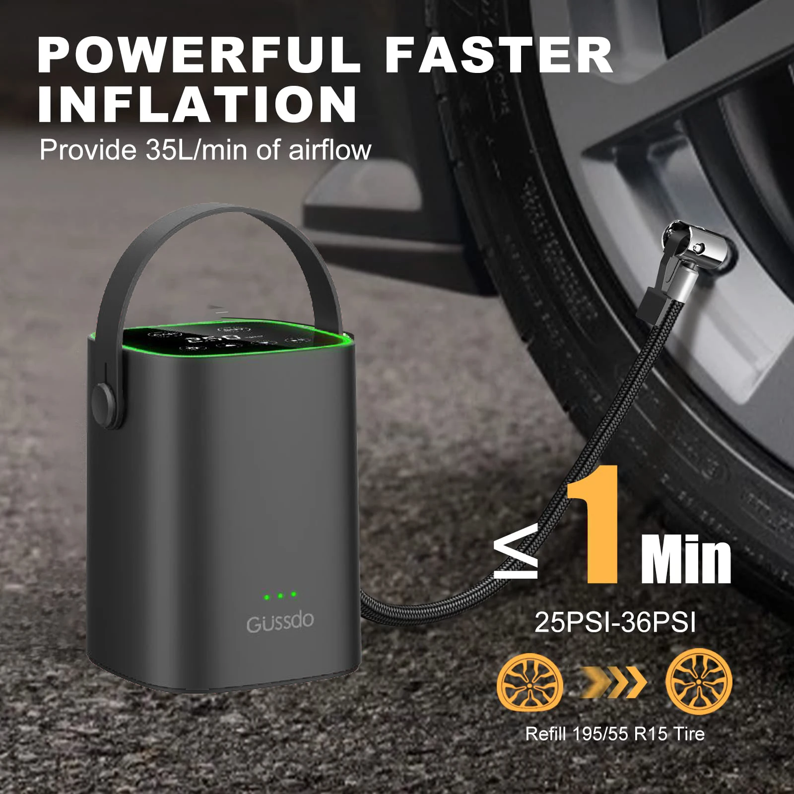 touch screen mini portable tire air pump wireless bicycle inflator suitable for car and motorcycle