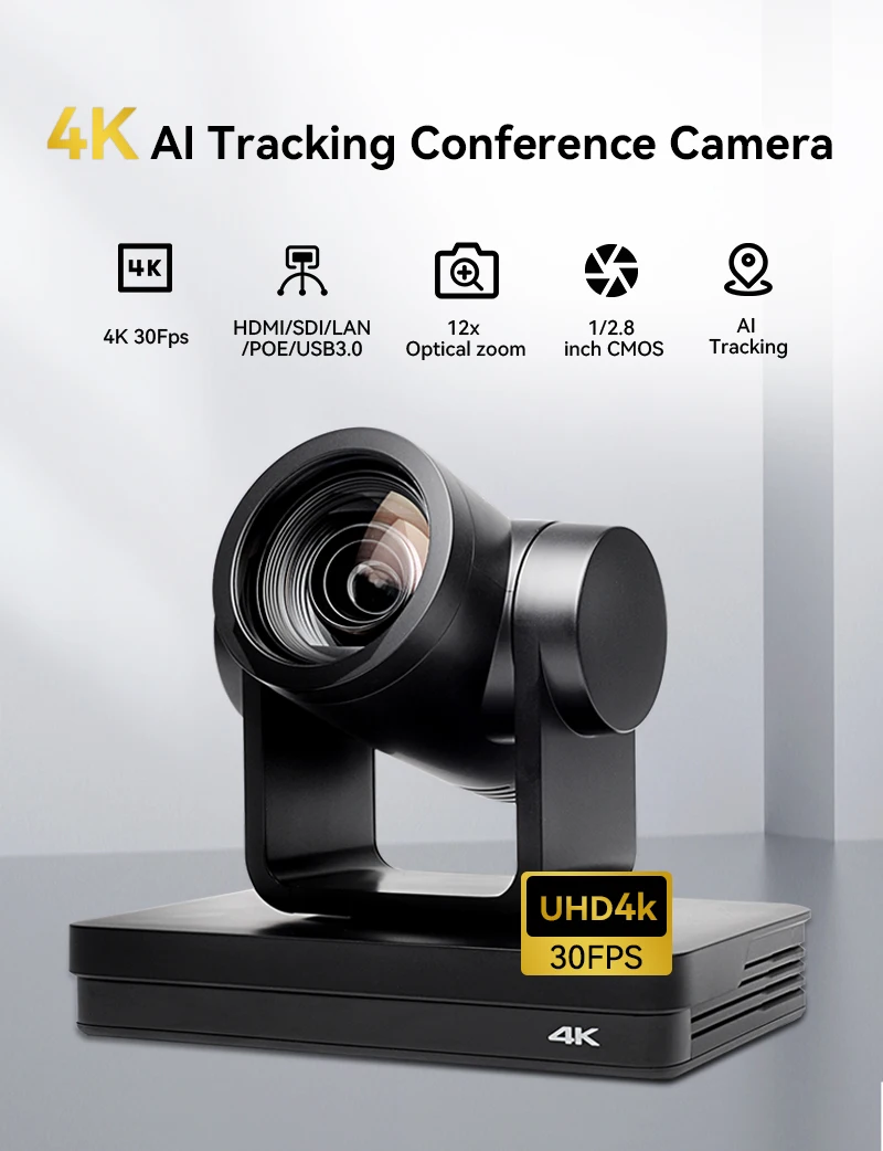 Anywii Hot 4K NDI 12X 20X Optical Zoom Video Conference Camera PTZ Broadcasting Live Streaming Camera fir church