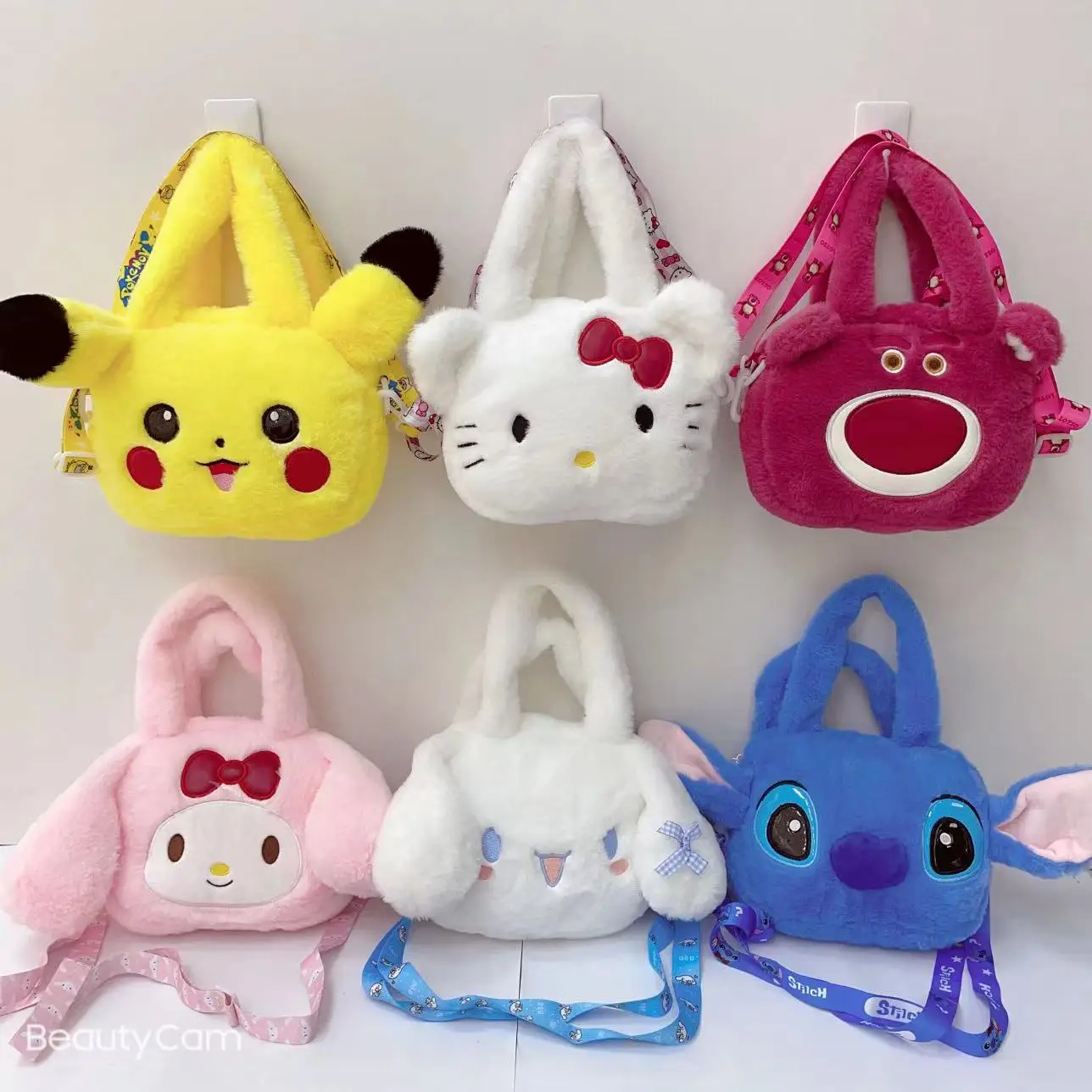 Super Soft Kids Small Hand Bag Pikachuu Hello Cute Kitty Shoulder Plush Bags
