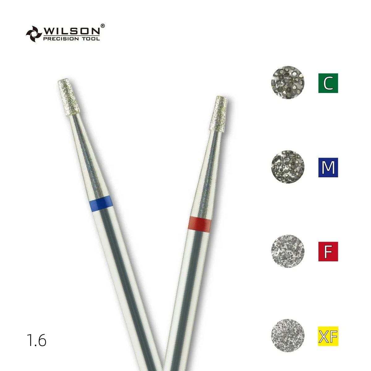 1.6mm Small Tapered Shape WILSON Professional carbide nail drill bit Cuticle Clean diamond nail bits