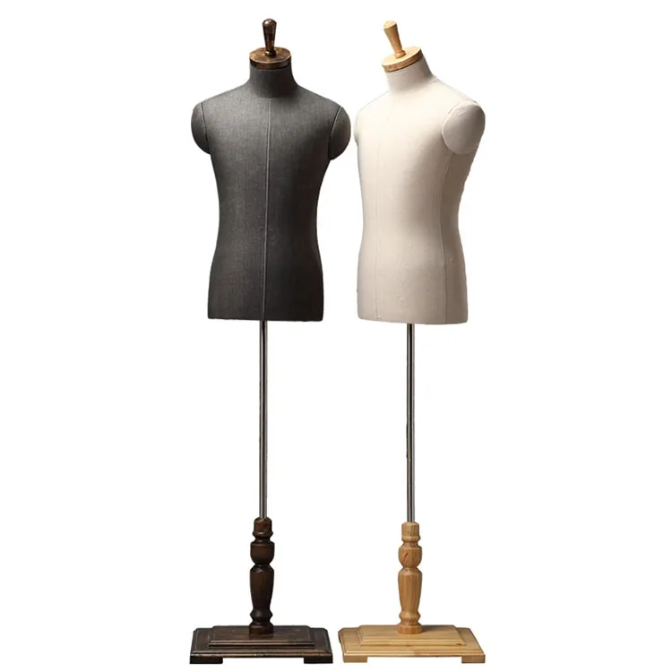 XINJI Fashion Maniquies Dummy Models Black Fabric Mannequin Half Body Cloth Suits Male Mannequins