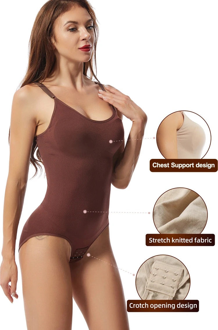 Women Open Crotch Seamless Elastic Slimming Bodysuit Waist Trainer Butt Lifter Tummy Control Body Shaper Shapewear