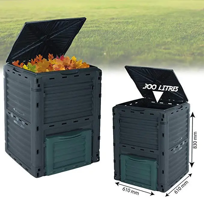 300L Plastic Garden Compost Bin From BPA Free Material, Easy Assembling, Large Capacity,