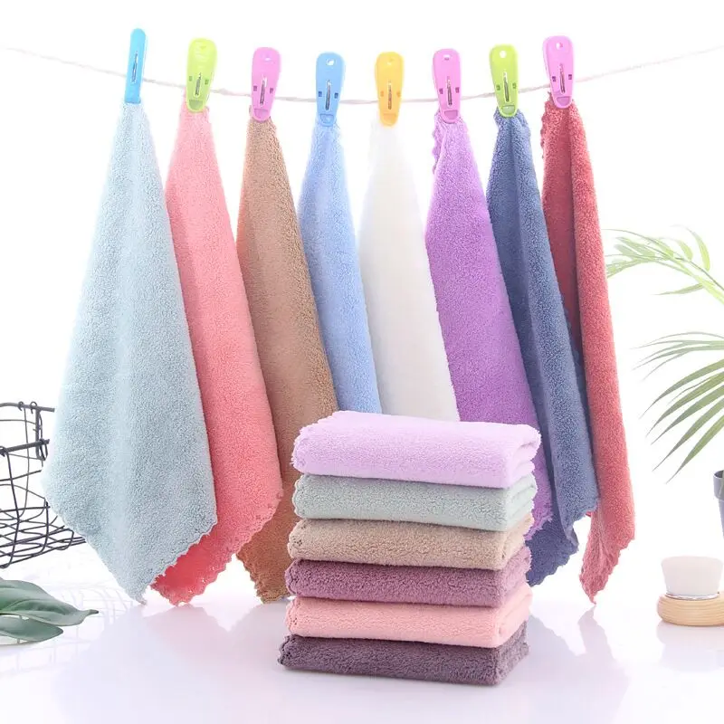 Colorful Ultra Soft coral fleece microfiber hand face Cleaning Cloth baby wash cloth towels