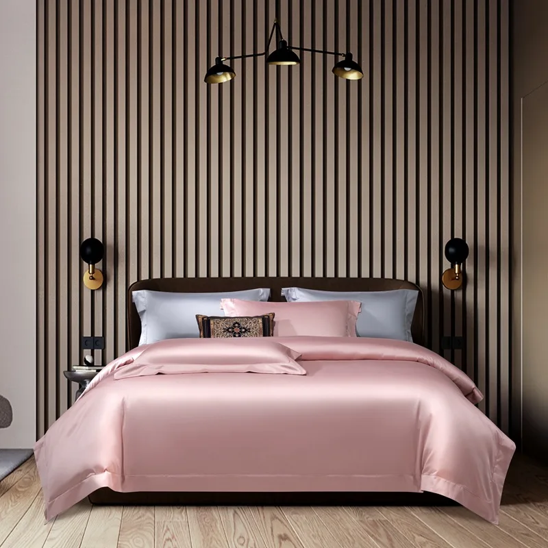 
OEM ODM Egyptian long-staple customize 100% cotton luxury Silk texture soft king size bedding sets 