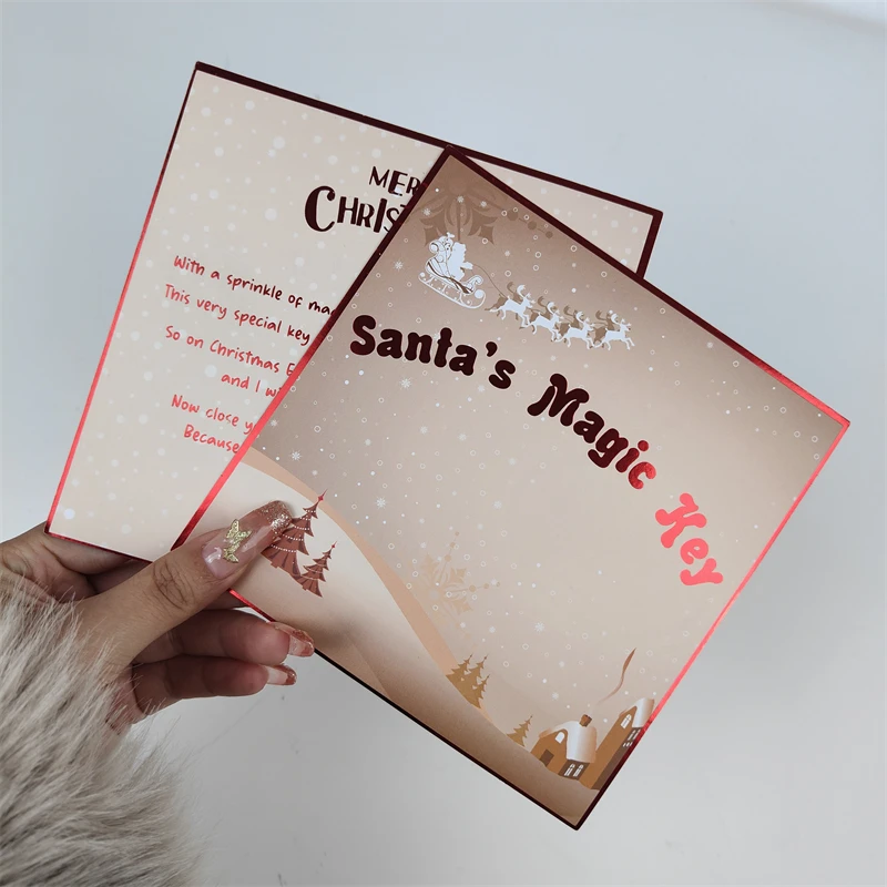 Custom 400gsm high quality Christmas cards double sided hot red gold foil print your logo enough to buy thank you cards