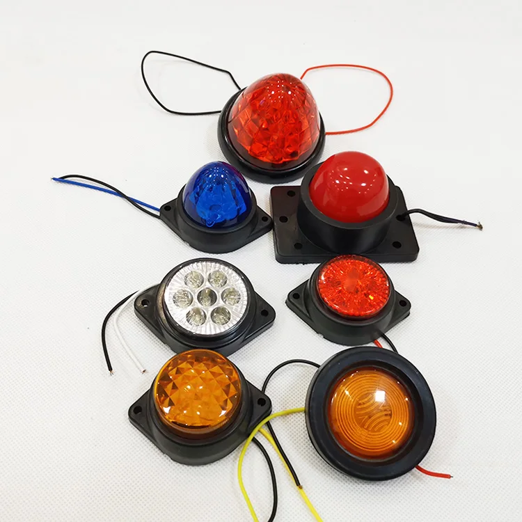 Custom Color Manufacturer Square Rubber Base Round LED Side Light 24V Trailer Side Marker Lamps