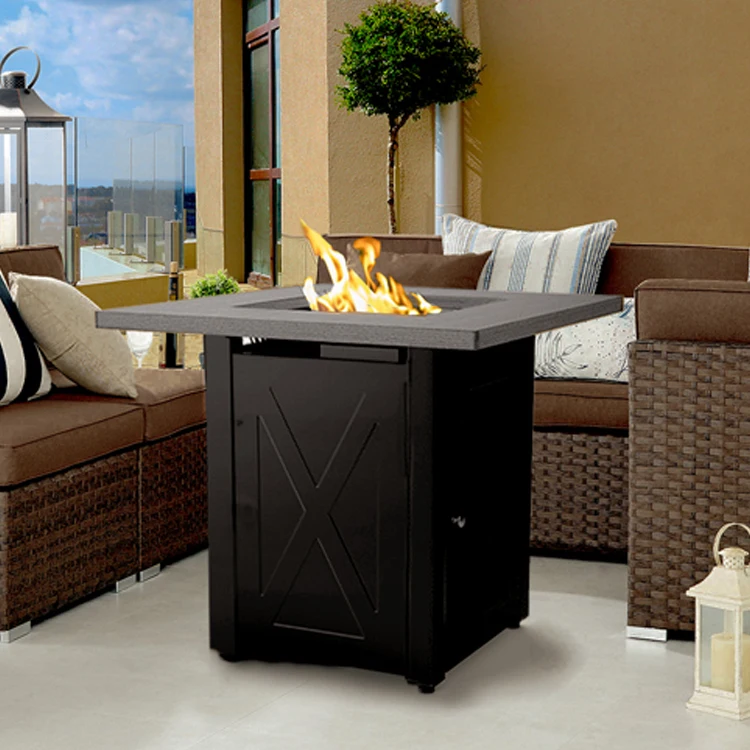 Square Fire Pit Table Outdoor Propane Fire Pit Gas Stainless Steel Tabletop Fire Pit