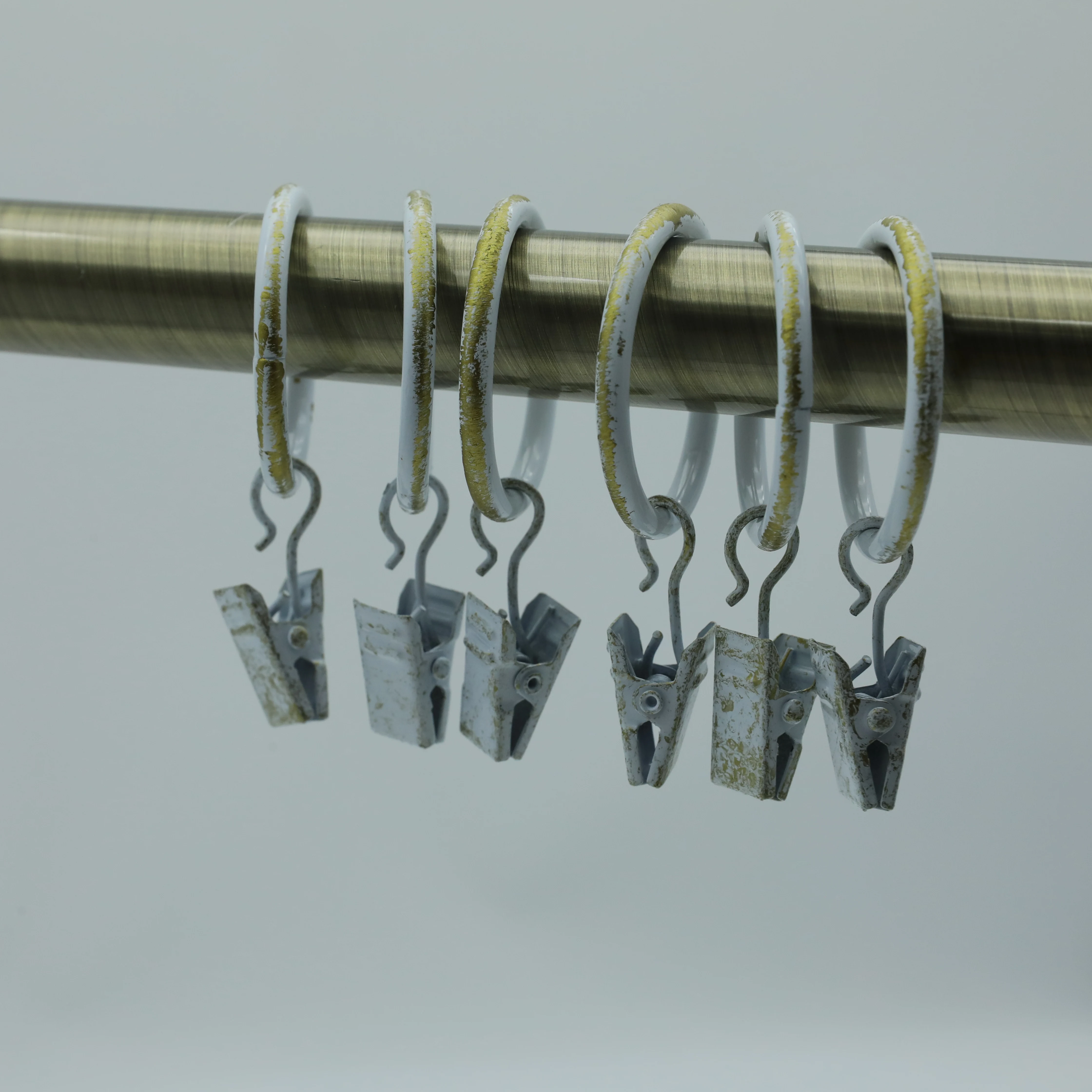 Metal Hanging Hook Ring Clip Shower Rod Hooks Stylish Metal Heavy Duty Curtain Rings with Clips