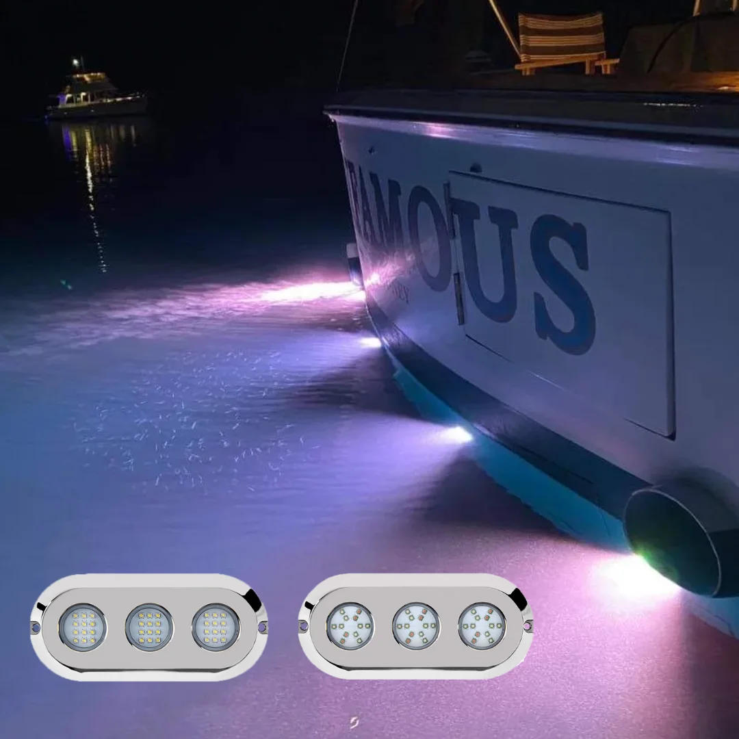 Outdoor Waterproof IP68 180W RGB 12V Underwater Led Lights for Boats