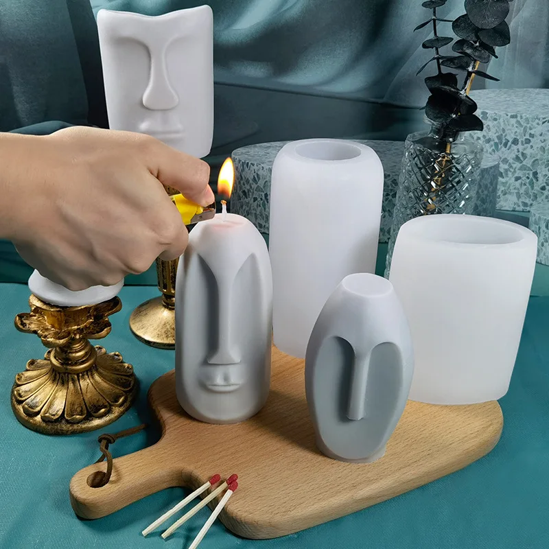 B-3355 DIY Handmade Aromatherapy Candle Plaster Ornaments Portrait Sculpture Mould Face Silicone Candle Mold