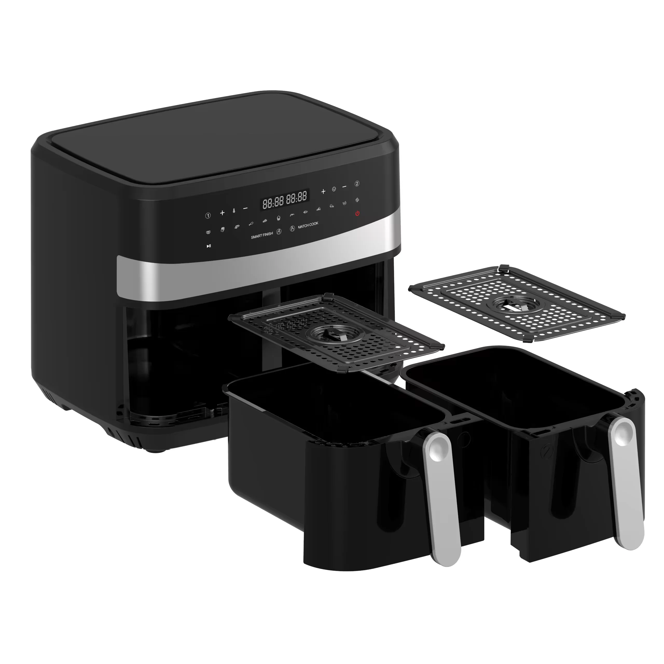 Manufacture 10L 2400W Healthy Cooking  Touch Screen Digital Double Dual Basket Air Fryer