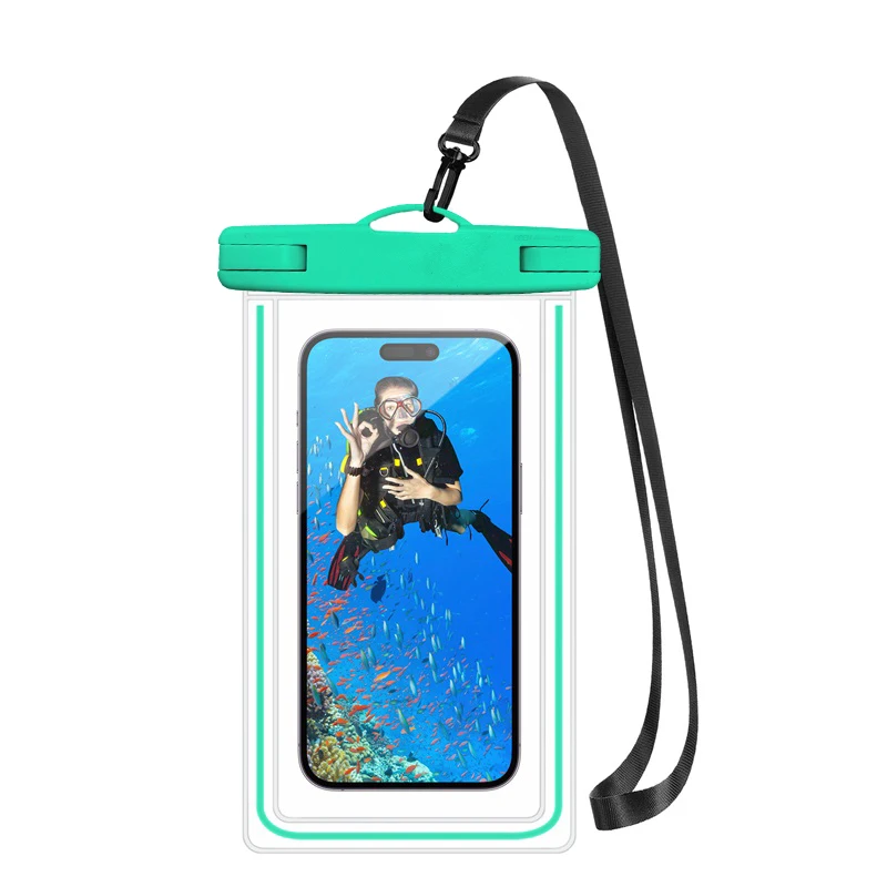 Free Sample Customized Logo PVC 7.5inch Size Underwater IPX8 Water proof Pouch Case Waterproof Phone Bag  for Mobile Phone