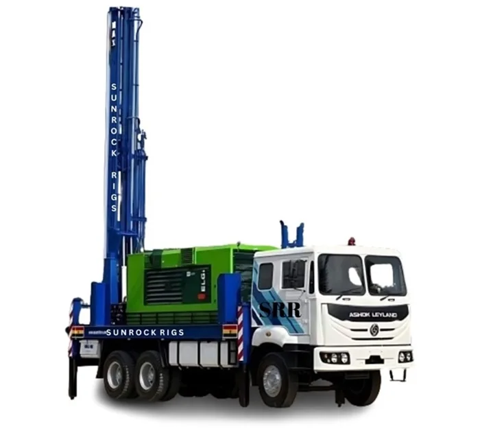 SUNROCK 400 Top Head Drive DTH Drilling Rig New Robust Truck Mounted Rig Hydraulically Operated Engine Motor Gear Pump Gearbox