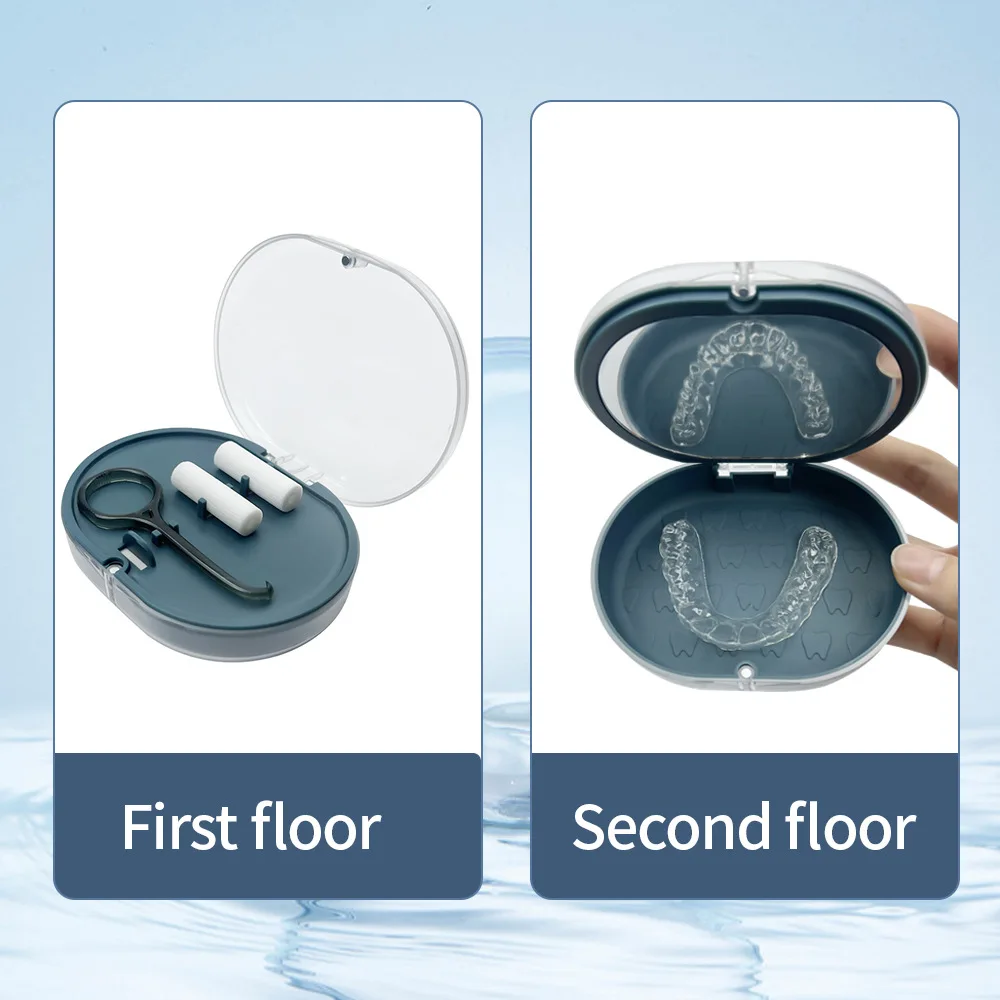 Orthodontic Retainer Cleaning Case Denture Teeth Soaking Container Black Mirror Denture Soaking Multi-Purpose Oral Hygiene