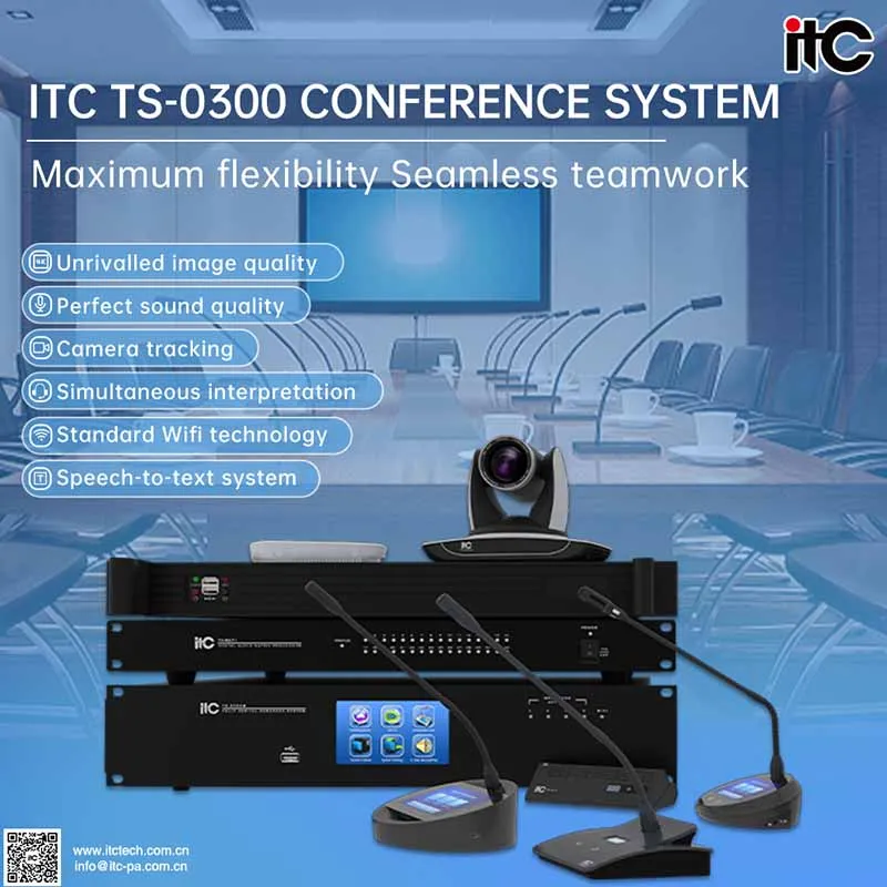 5G WIFI CONFERENCE CHAIRMAN WITH VOTING FUNCTION 500 table microphones, 12 box speakers, Conference camera for the contract work