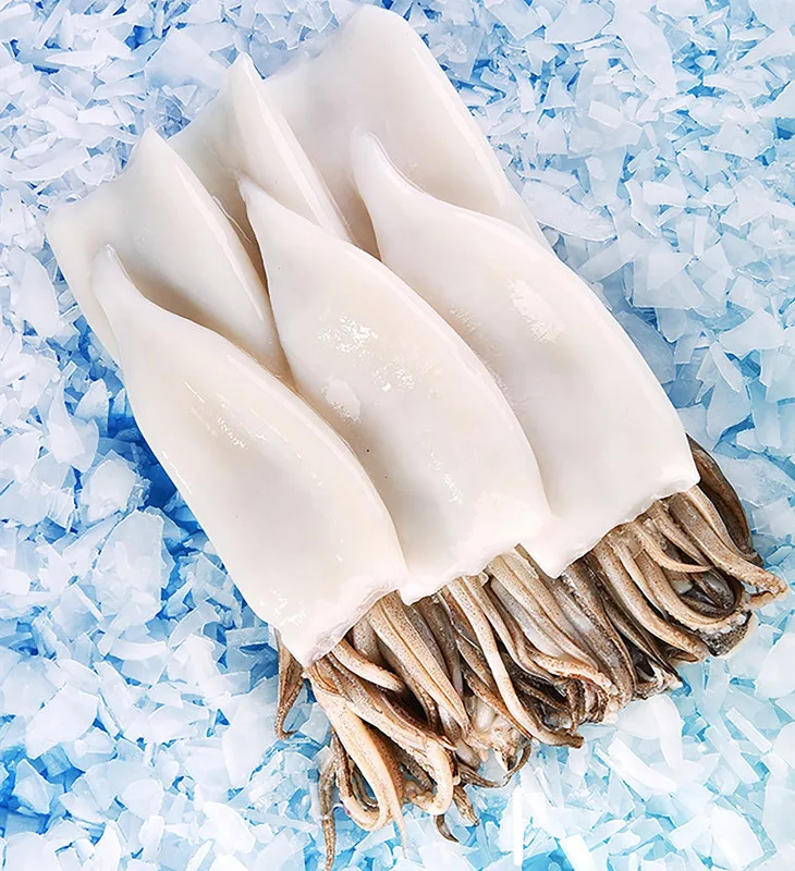Shandong Ocean Village Food The Best Selling Healthy Seafood Frozen 10% Glazing Stuffed Squid Tube + Squid Tentacel