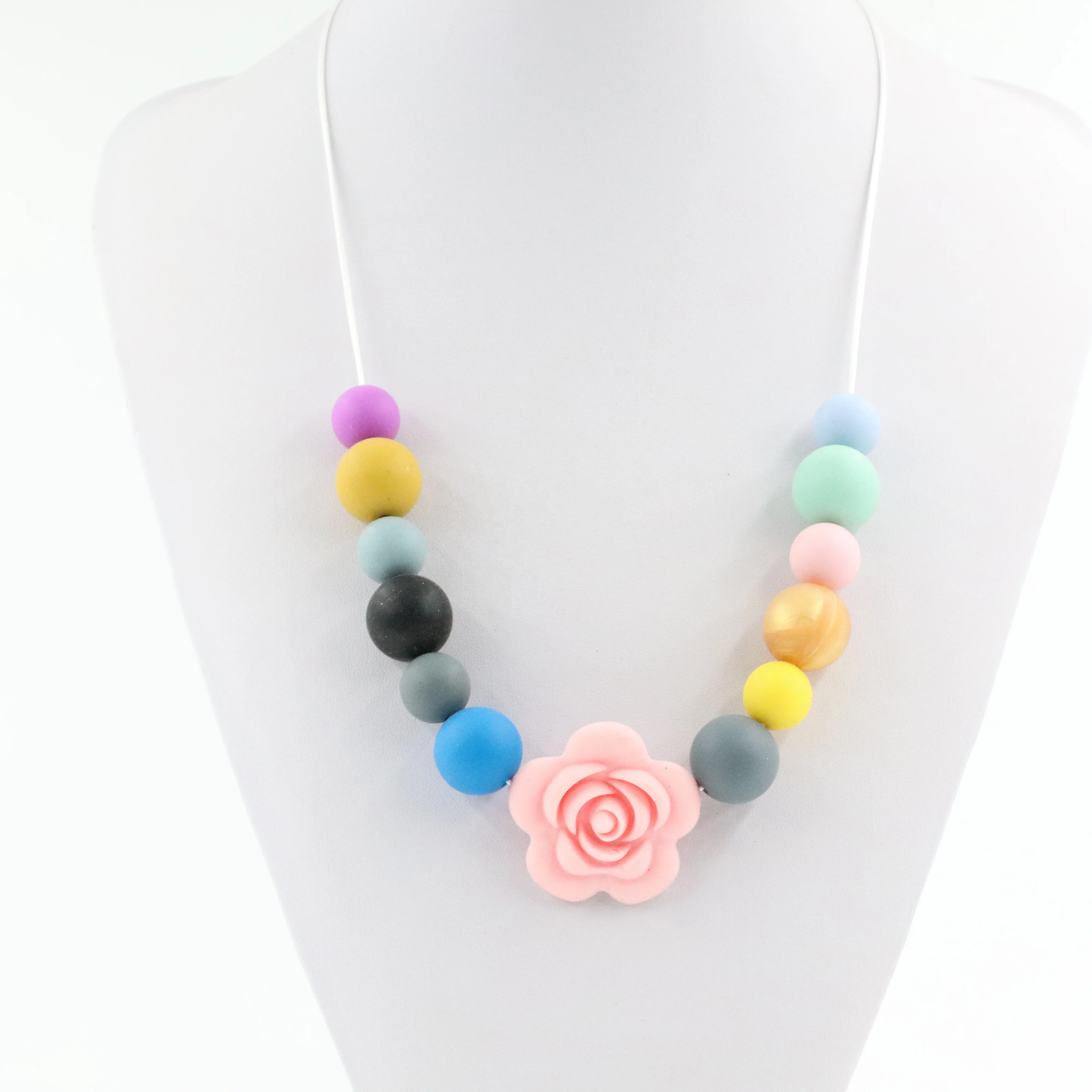 Silicone Beads Chain Teething Necklace Baby Teething Toy Baby Silicone Teething Necklace