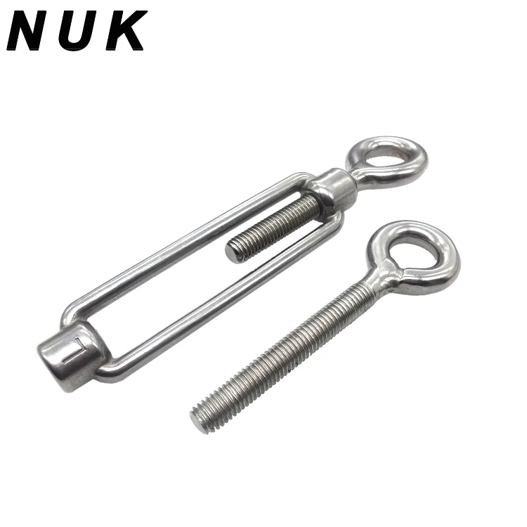 DIN 1480 Stainless Steel hook & hook Turn buckle with open body, Marine wire rope fittings turnbuckles