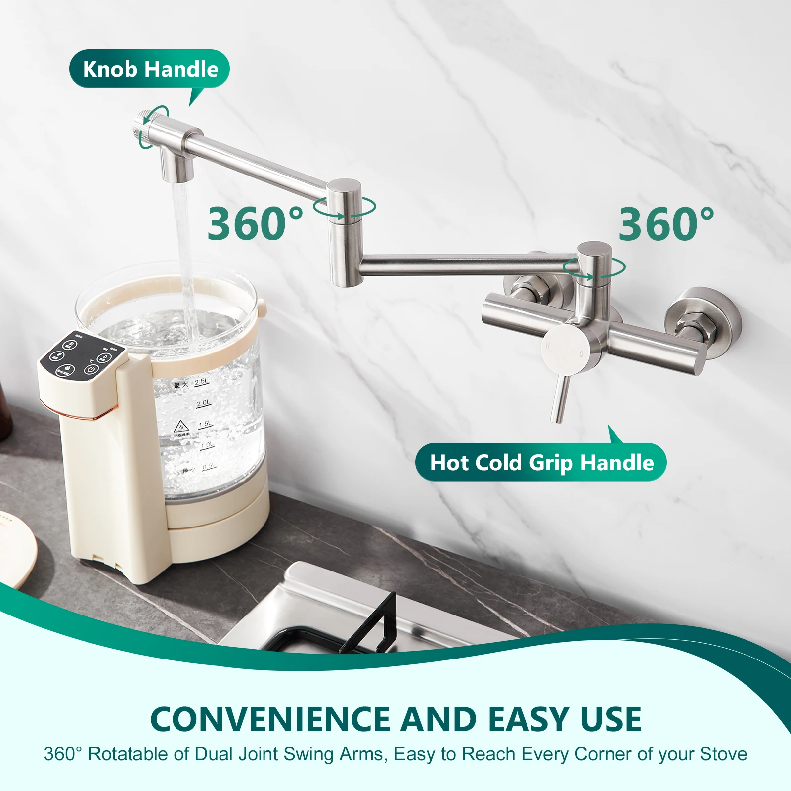 Cpuc wall hanging stainless steel foldable kitchen faucet